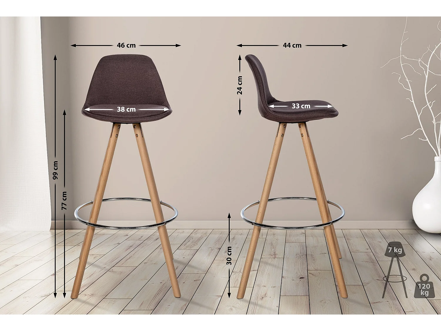 Tabouret de bar chaise bois marron 38 x 44 x 99 cm 10_0004634