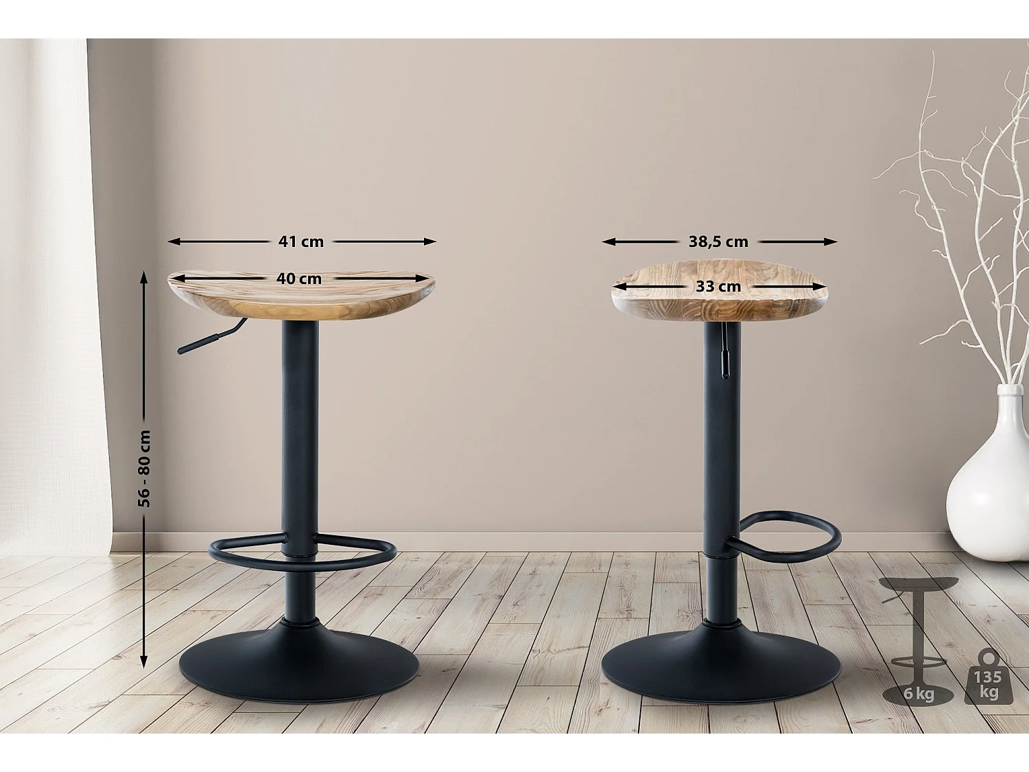 Lot de 4 tabourets métal marron 41 x 38.5 x 56 cm 10_0004518