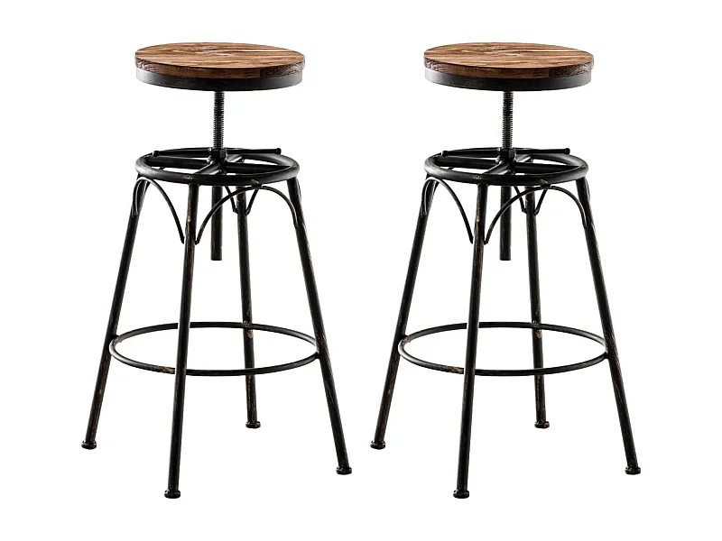 Lot de 2 tabourets métal marron 42 x 42 x 70 cm 10_0004018