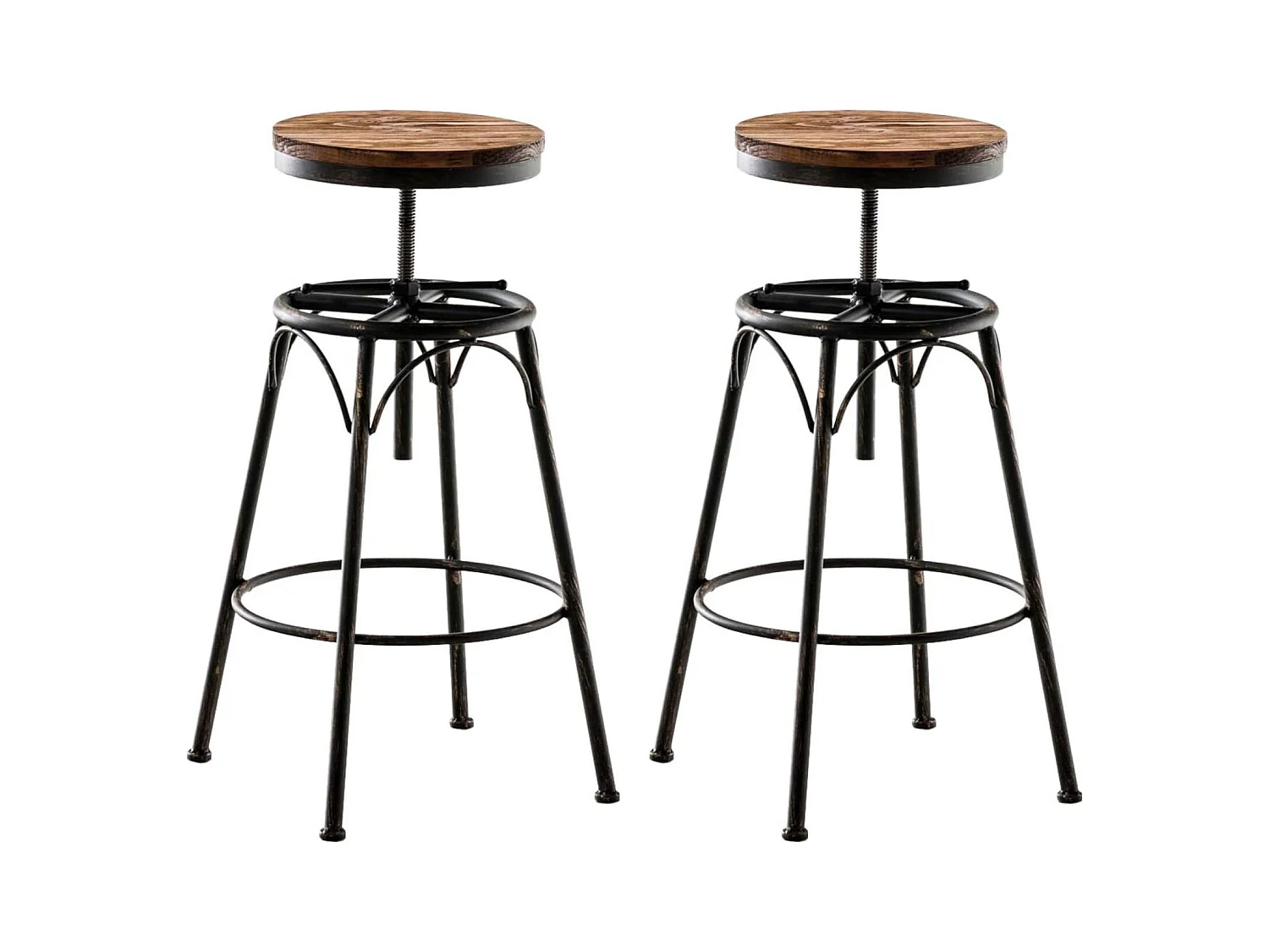 Lot de 2 tabourets métal marron 42 x 42 x 70 cm 10_0004018
