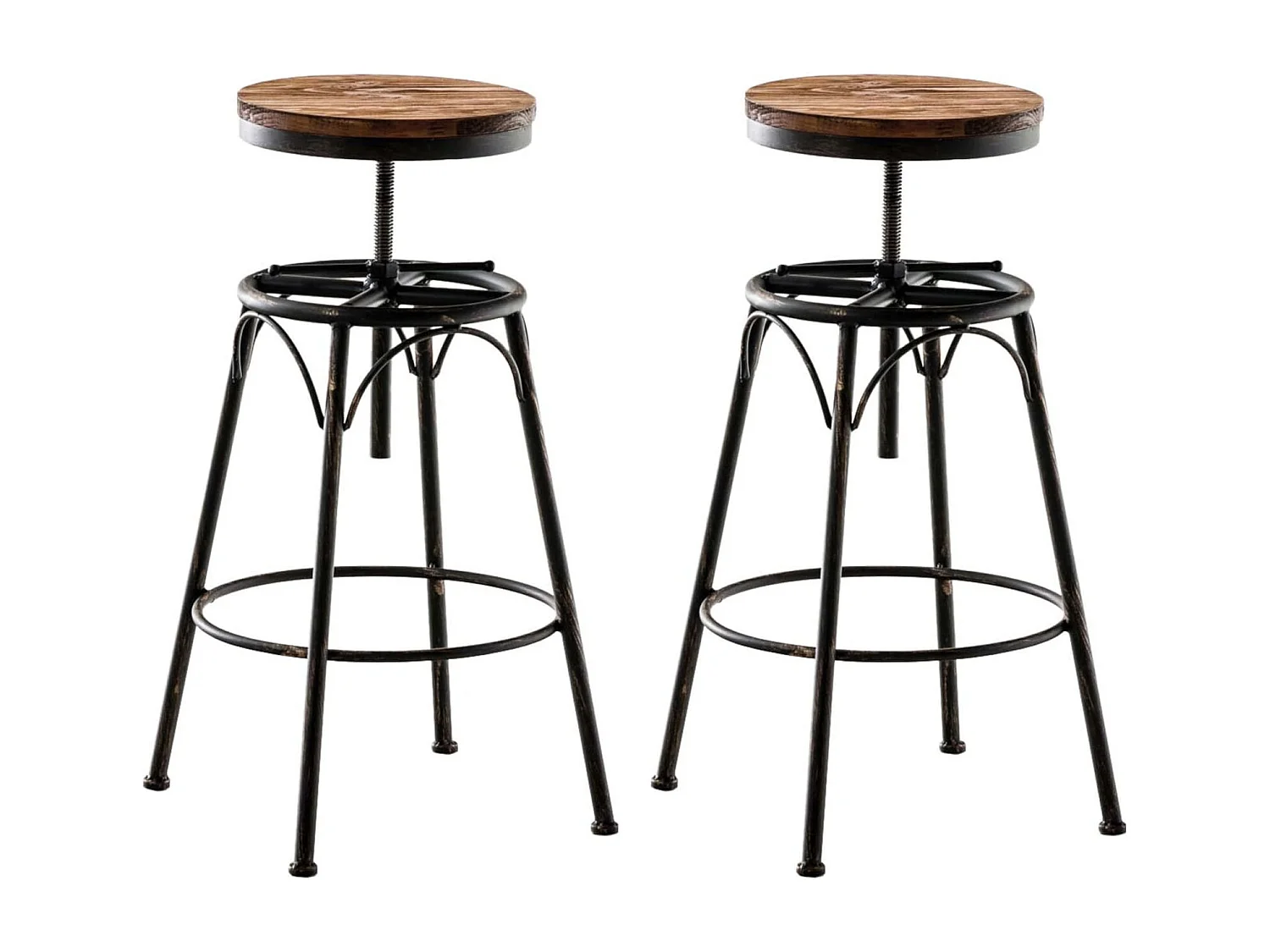 Lot de 2 tabourets métal marron 42 x 42 x 70 cm 10_0004018