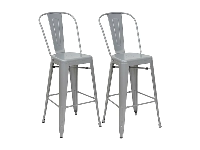 Lot de 2 tabourets métal grise 53 x 51 x 93 cm 04_0007452