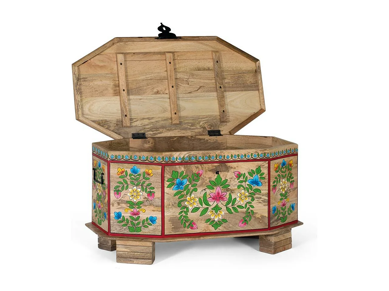 Kufer wykonany z ręcznie malowanego drewna mango