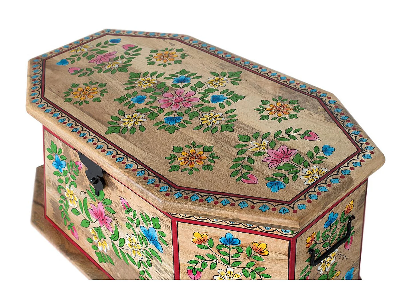 Coffre en bois de manguier peint à la main