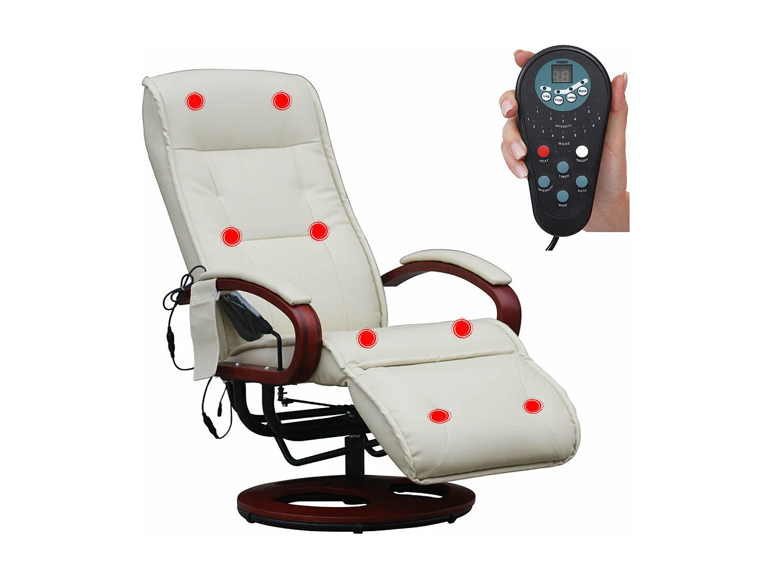 Fauteuil de relaxation avec cuir crème 71 x 48 x 100 cm 04_0006380