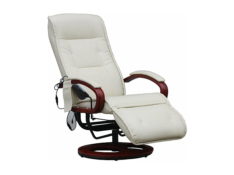 Fauteuil de relaxation avec cuir crème 71 x 48 x 100 cm 04_0006380
