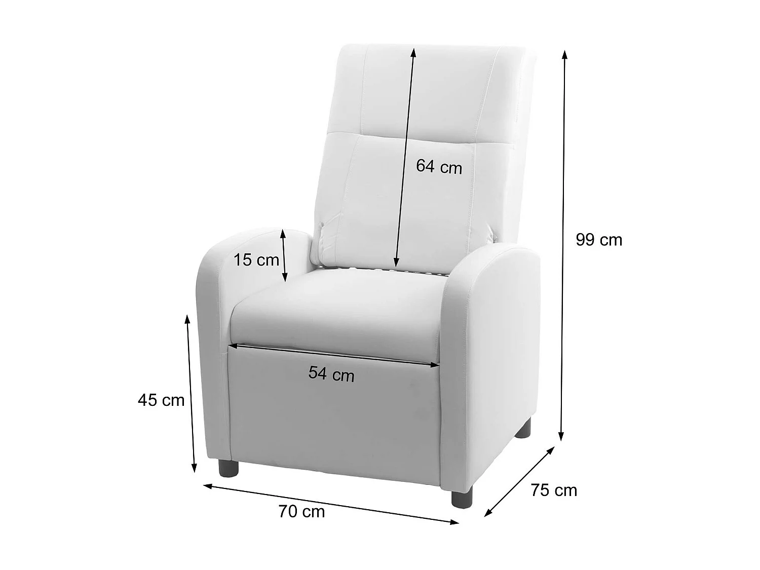 Fauteuil TV relax en blanche 70 x 75 x 99 cm 04_0002006