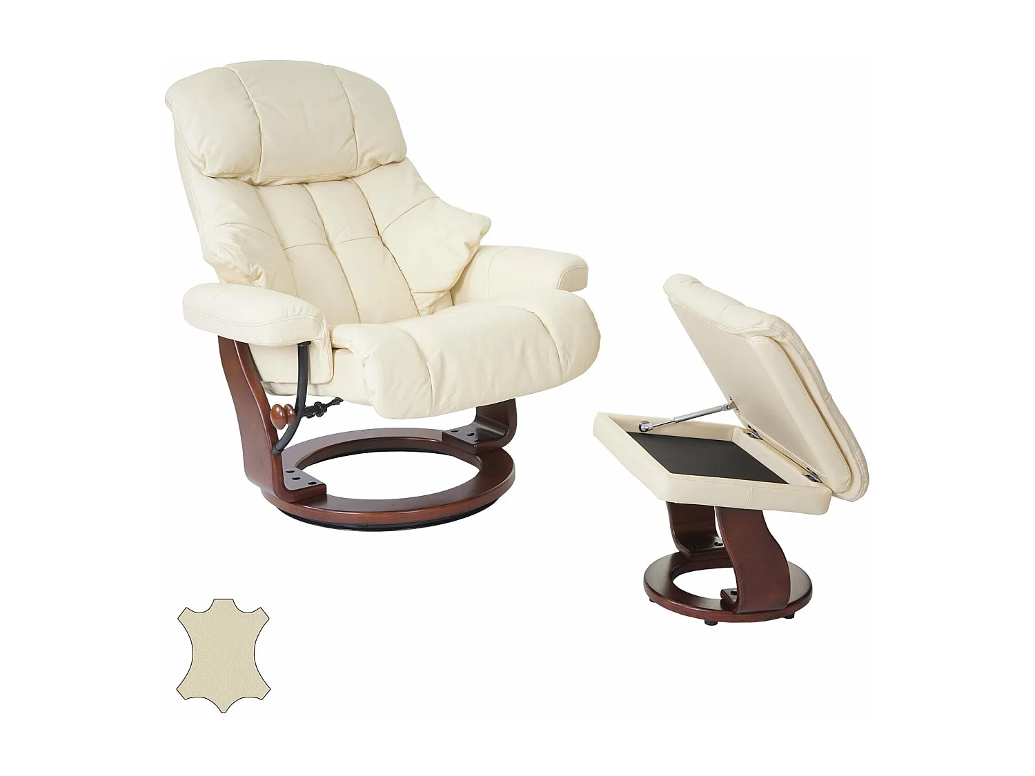 Fauteuil de relaxation TV cuir crème 58 x 49 x 40 cm 04_0003663