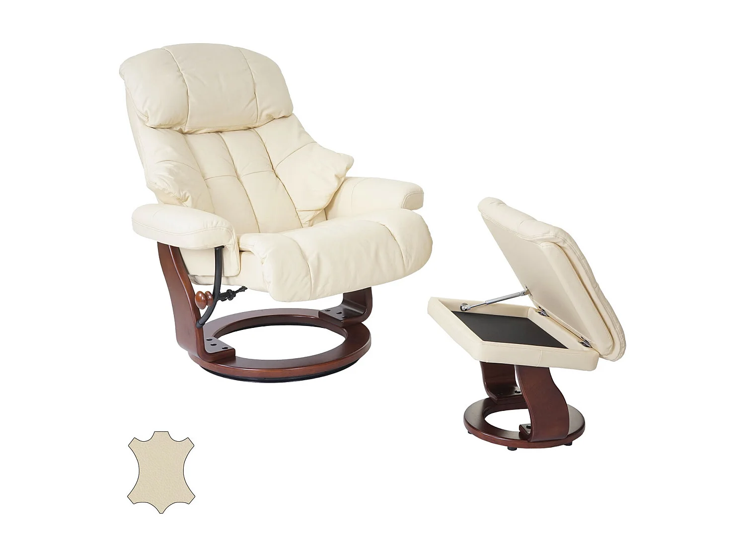 Fauteuil de relaxation TV cuir crème 58 x 49 x 40 cm 04_0003663