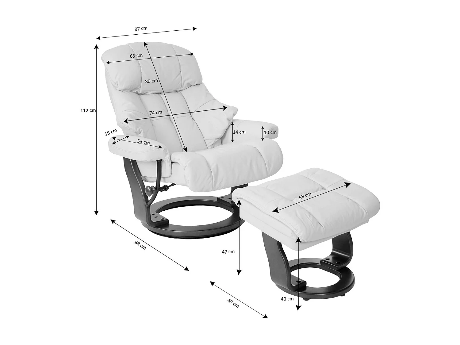 Fauteuil de relaxation TV cuir marron 97 x 88 x 112 cm 04_0003661