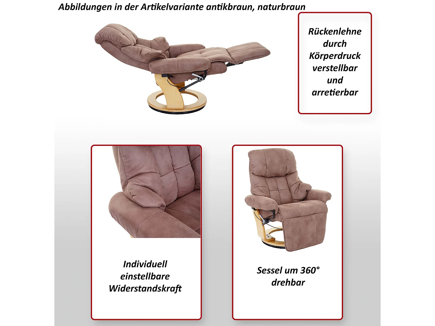 Fauteuil TV de relaxation bois marron 78 x 64 x 86 cm 04_0007817