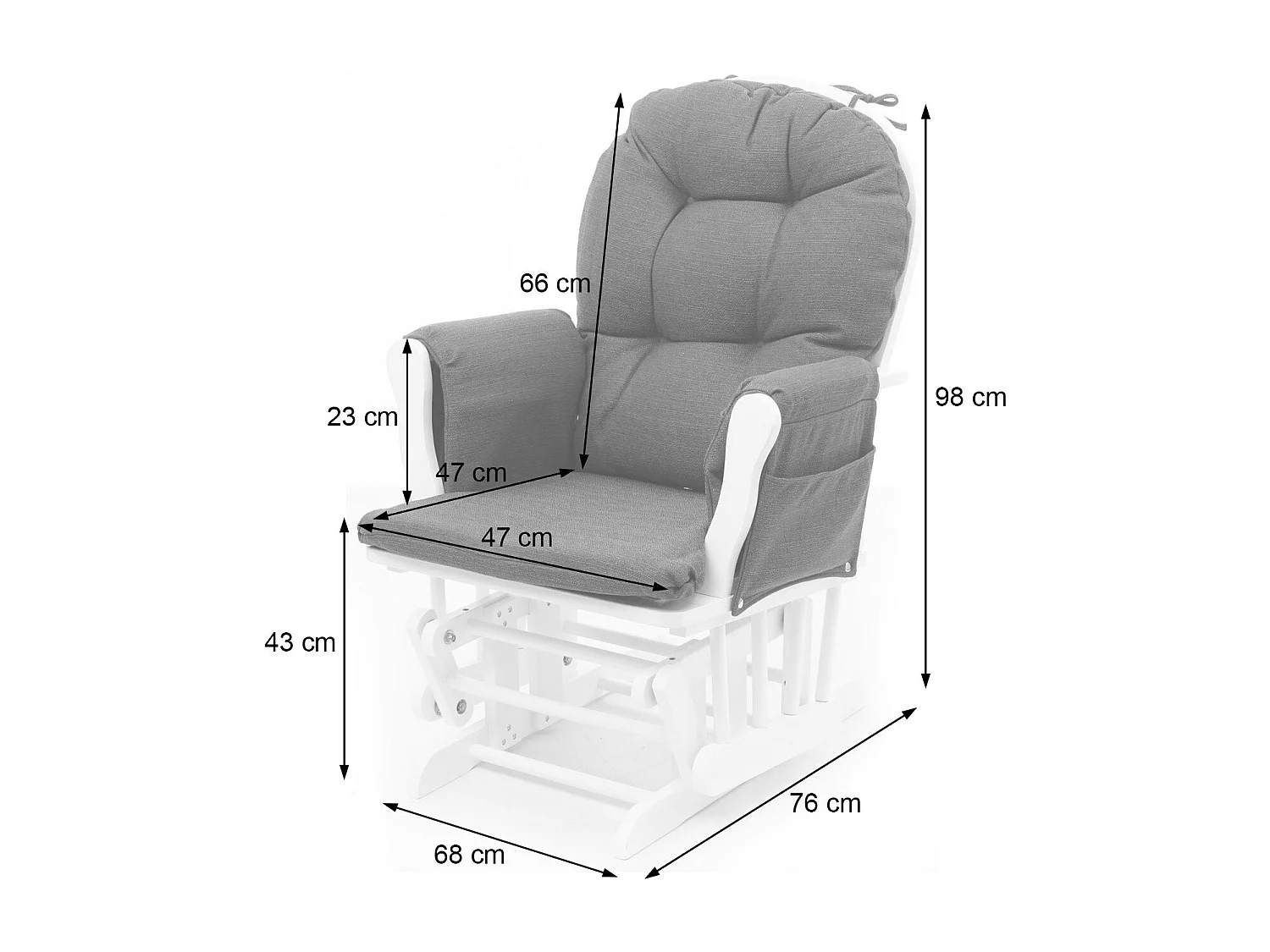 Fauteuil de relaxation fonction bois blanche 57 x 44 x 91 cm 04_0006270