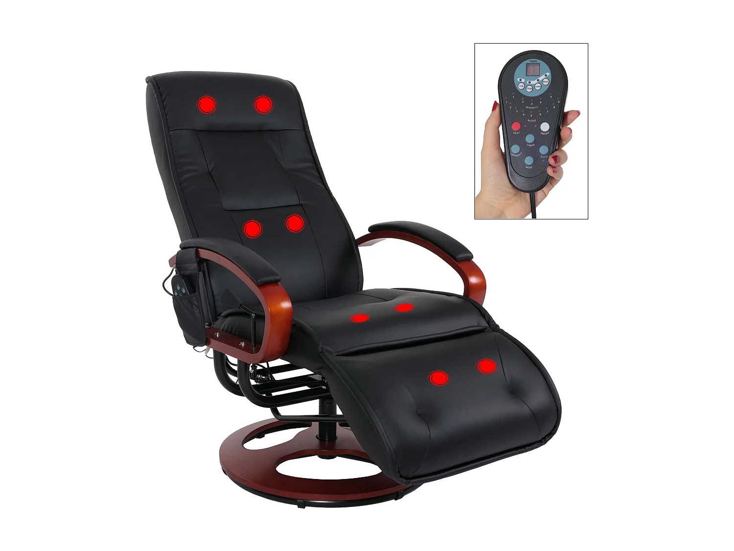 Fauteuil de relaxation avec PVC noire 71 x 48 x 100 cm 04_0006383