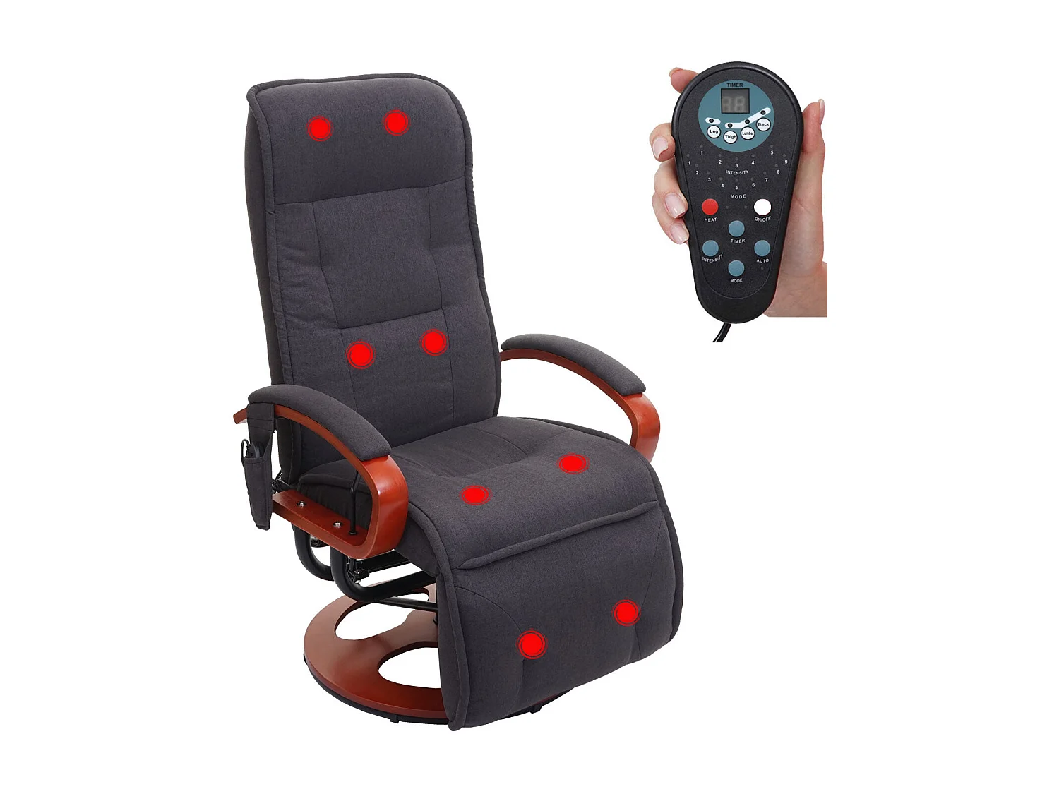 Fauteuil de relaxation fonction tissu grise 71 x 47 x 100 cm 04_0006384