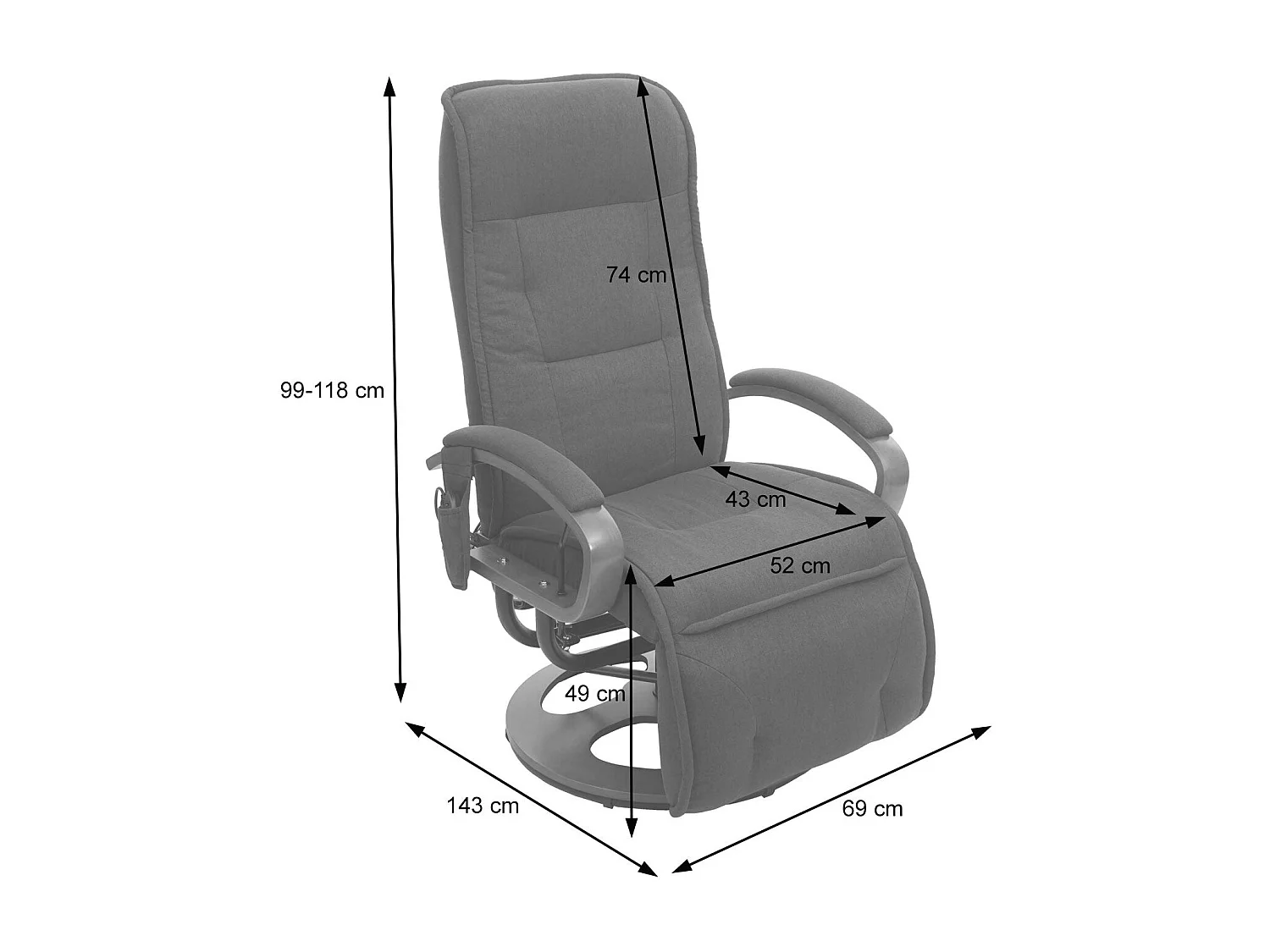 Fauteuil de relaxation avec tissu marron 69 x 143 x 99 cm 04_0004339