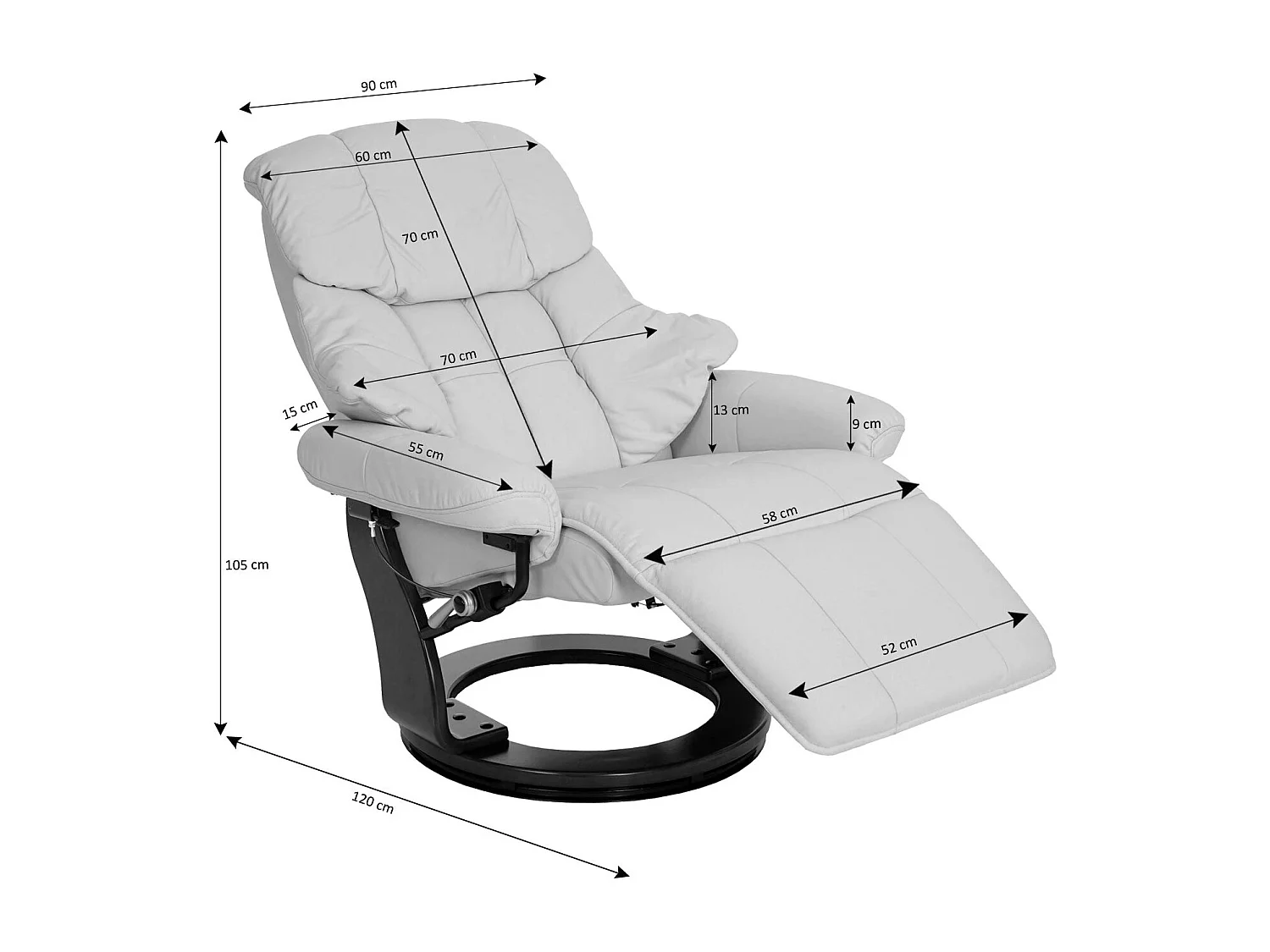 Fauteuil de relaxation avec tissu grise 90 x 82 x 105 cm 04_0003670