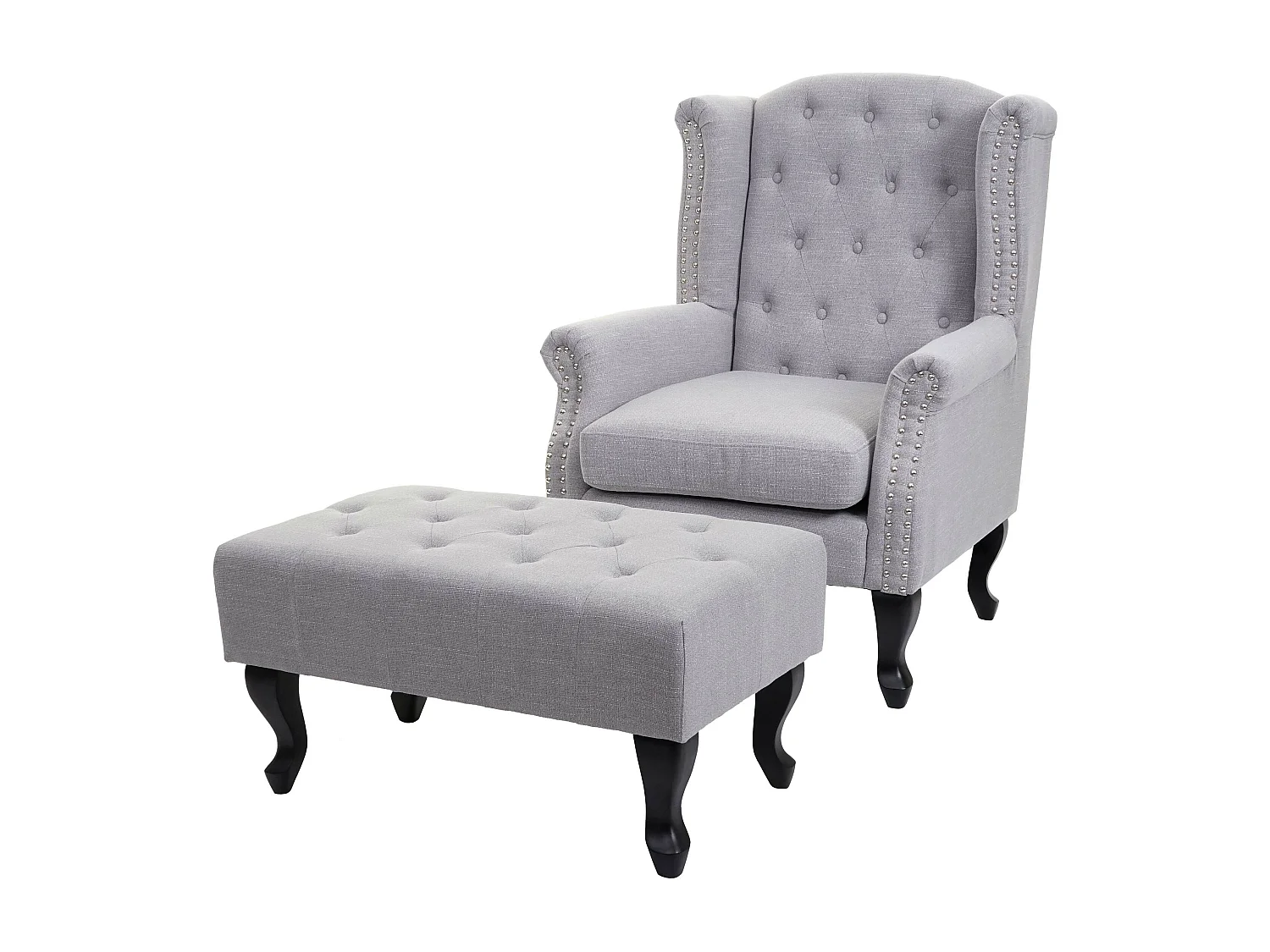 Fauteuil Chesterfield relaxation fauteuil tissu grise 77 x 47 x 39 cm 04_0003082