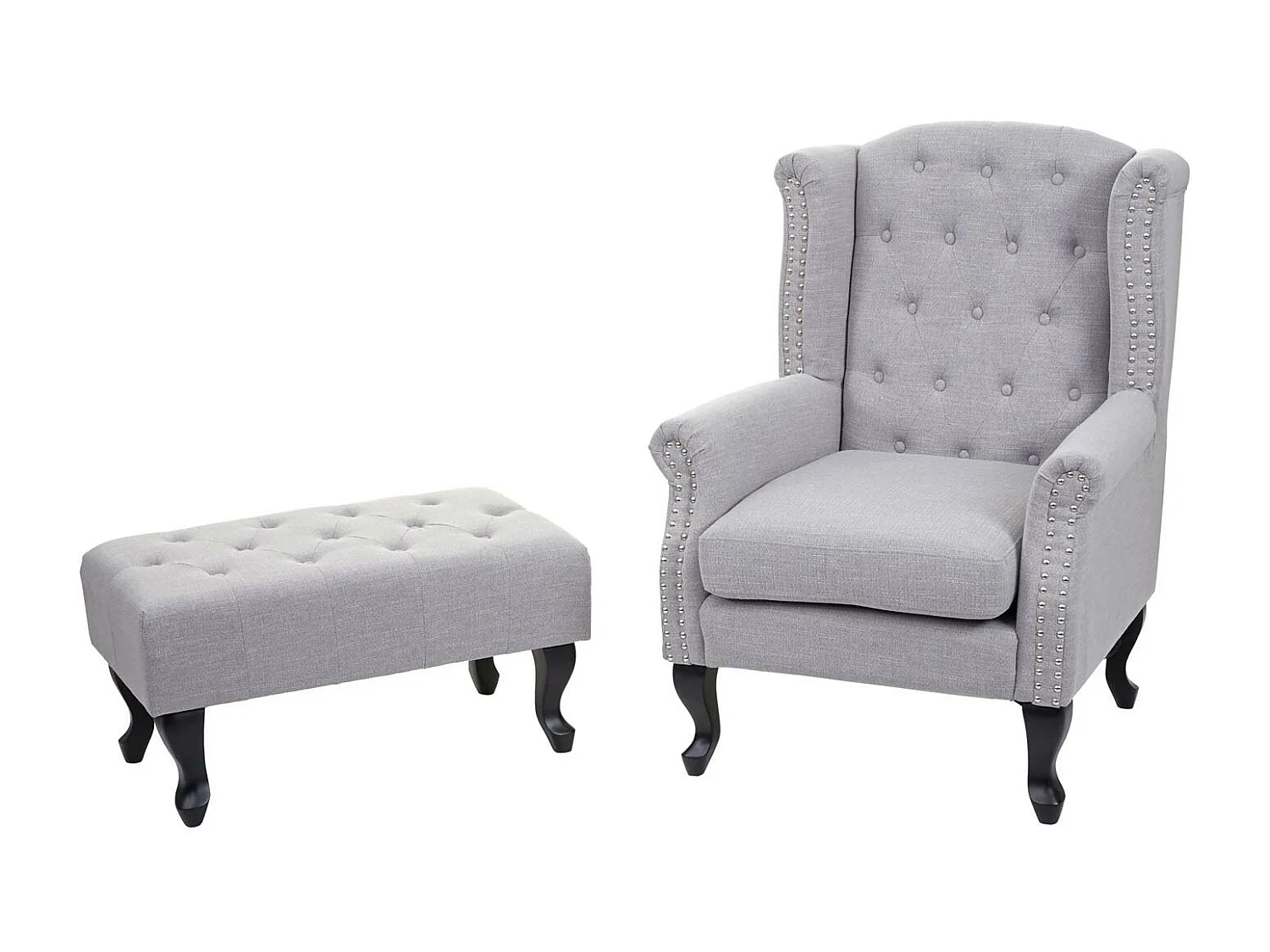 Fauteuil Chesterfield relaxation fauteuil tissu grise 77 x 47 x 39 cm 04_0003082