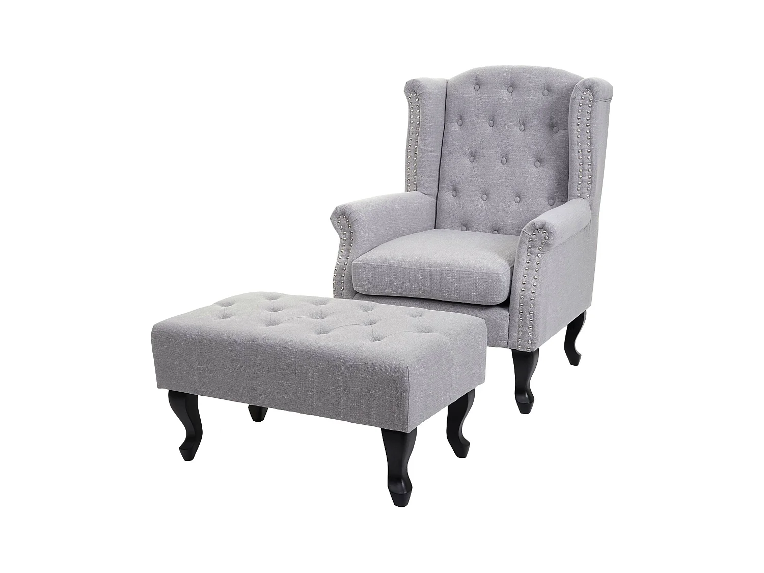 Fauteuil Chesterfield relaxation fauteuil tissu grise 77 x 47 x 39 cm 04_0003082