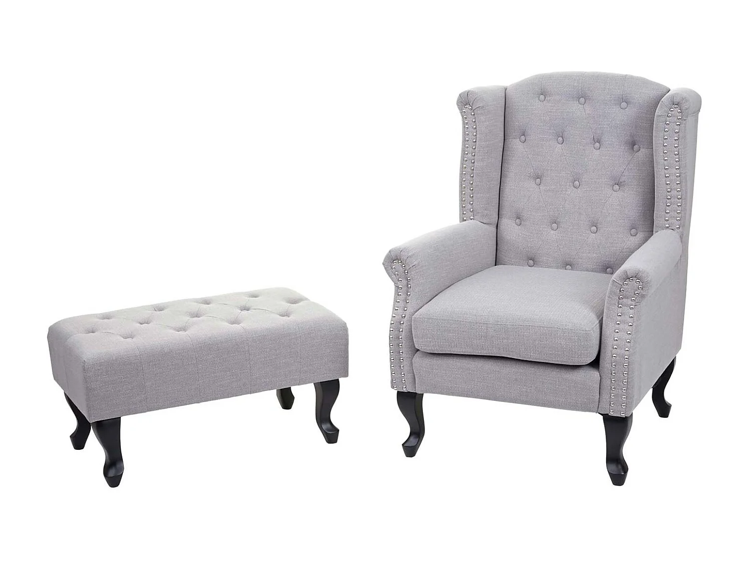 Fauteuil Chesterfield relaxation fauteuil tissu grise 77 x 47 x 39 cm 04_0003082