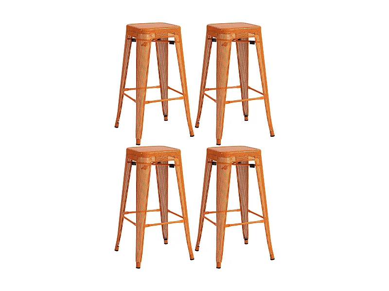 Set de 4 tabourets métal argentée 43 x 43 x 77 cm 10_0004512