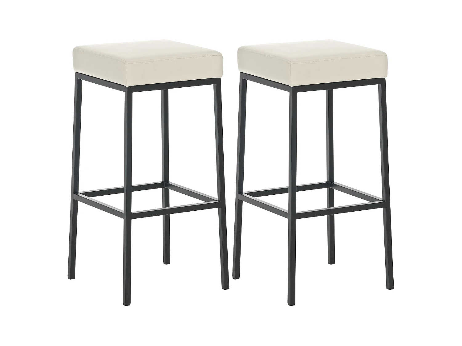 Lot de 2 tabourets métal crème 37 x 37 x 85 cm 10_0004378