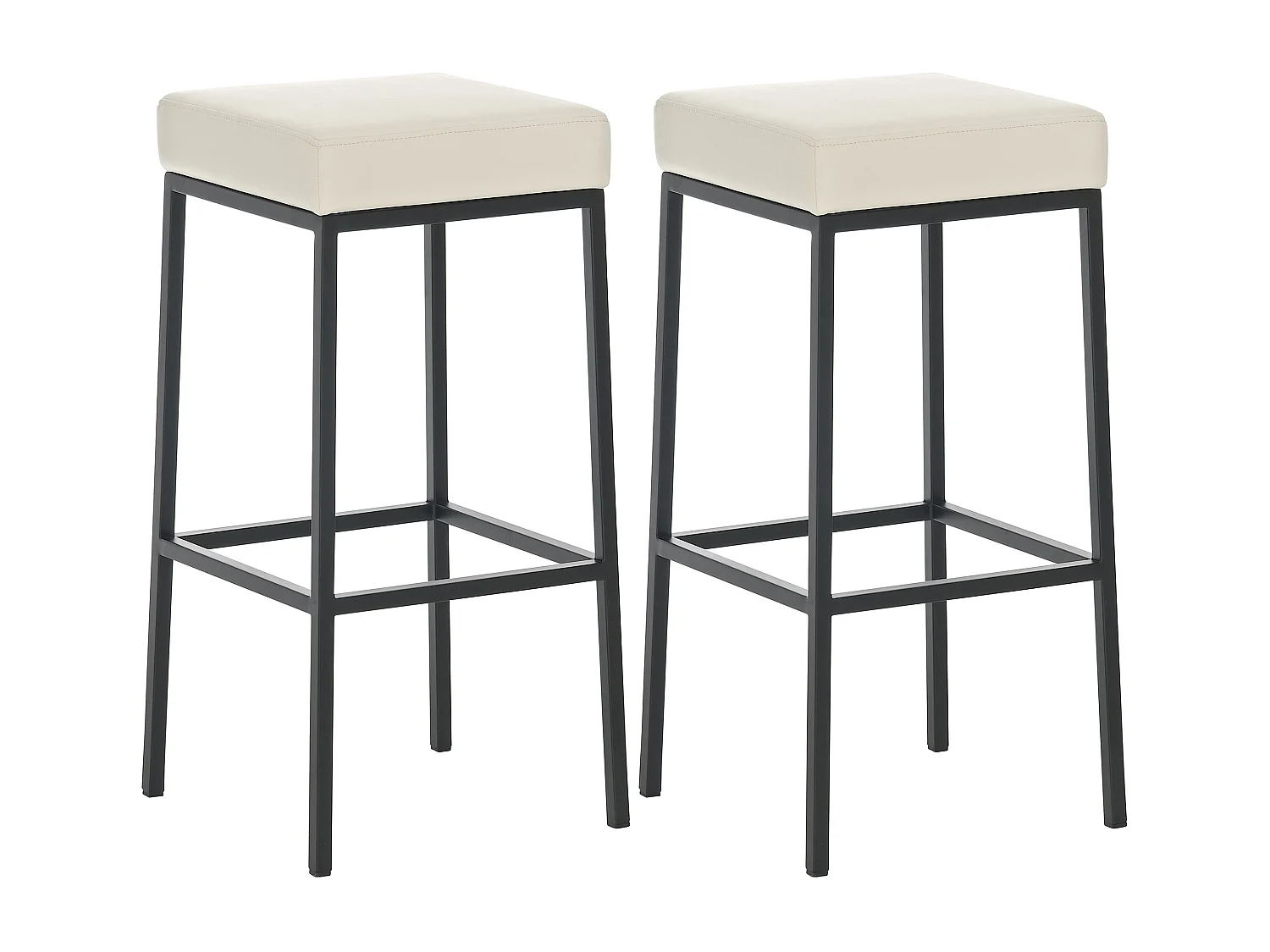 Lot de 2 tabourets métal crème 37 x 37 x 85 cm 10_0004378