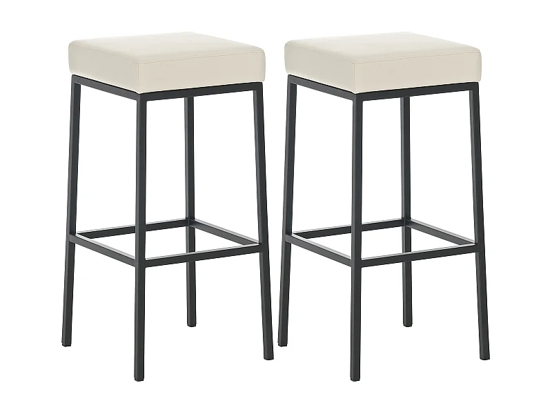 Lot de 2 tabourets métal crème 37 x 37 x 85 cm 10_0004378