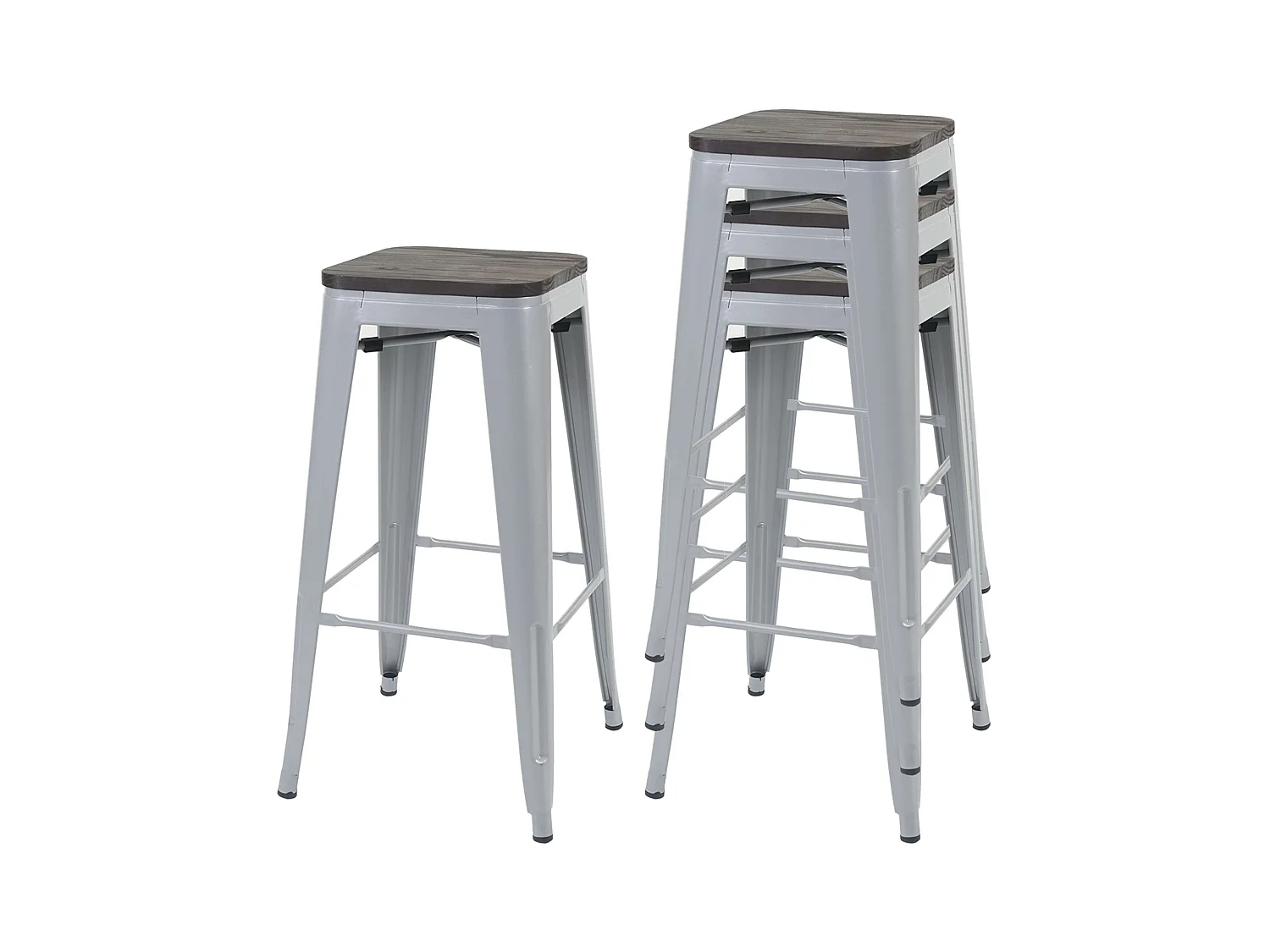 Lot de 4 tabourets métal marron 45 x 45 x 116 cm 04_0007578