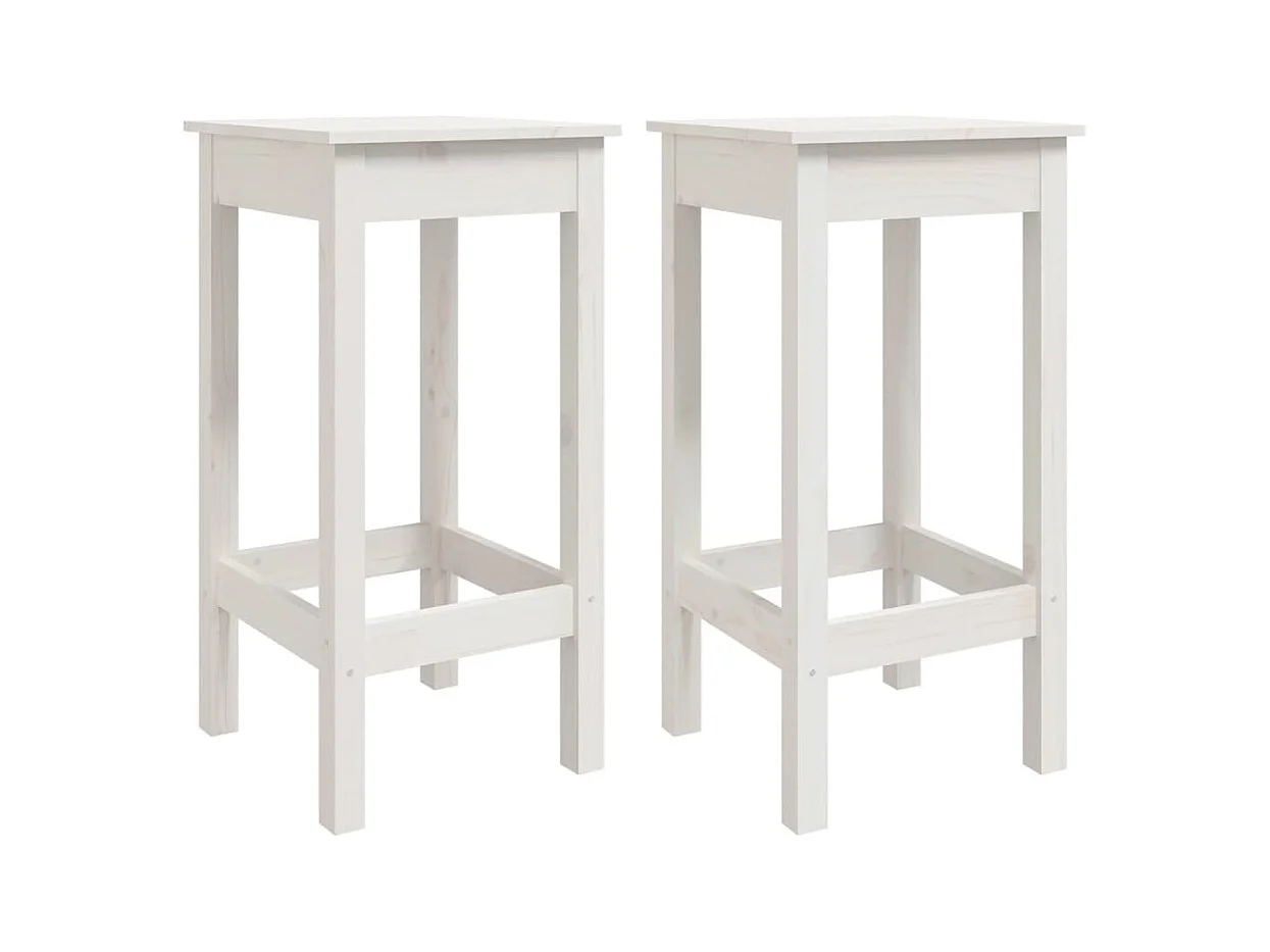 Lot de 2 tabourets bois blanche 40 x 40 x 78 cm DEC025182