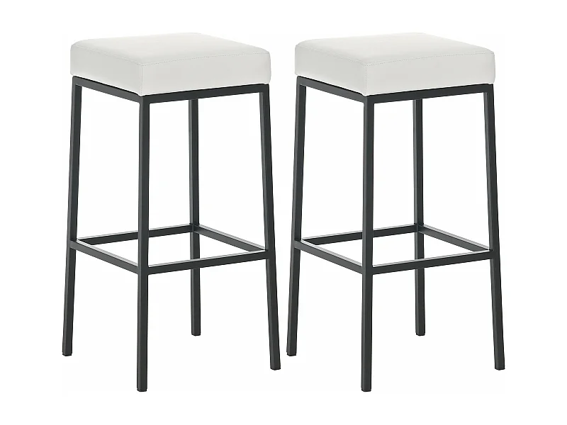 Lot de 2 tabourets métal blanche 37 x 37 x 80 cm 10_0004366