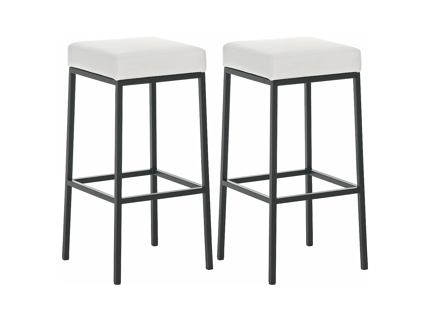 Lot de 2 tabourets métal blanche 37 x 37 x 80 cm 10_0004366