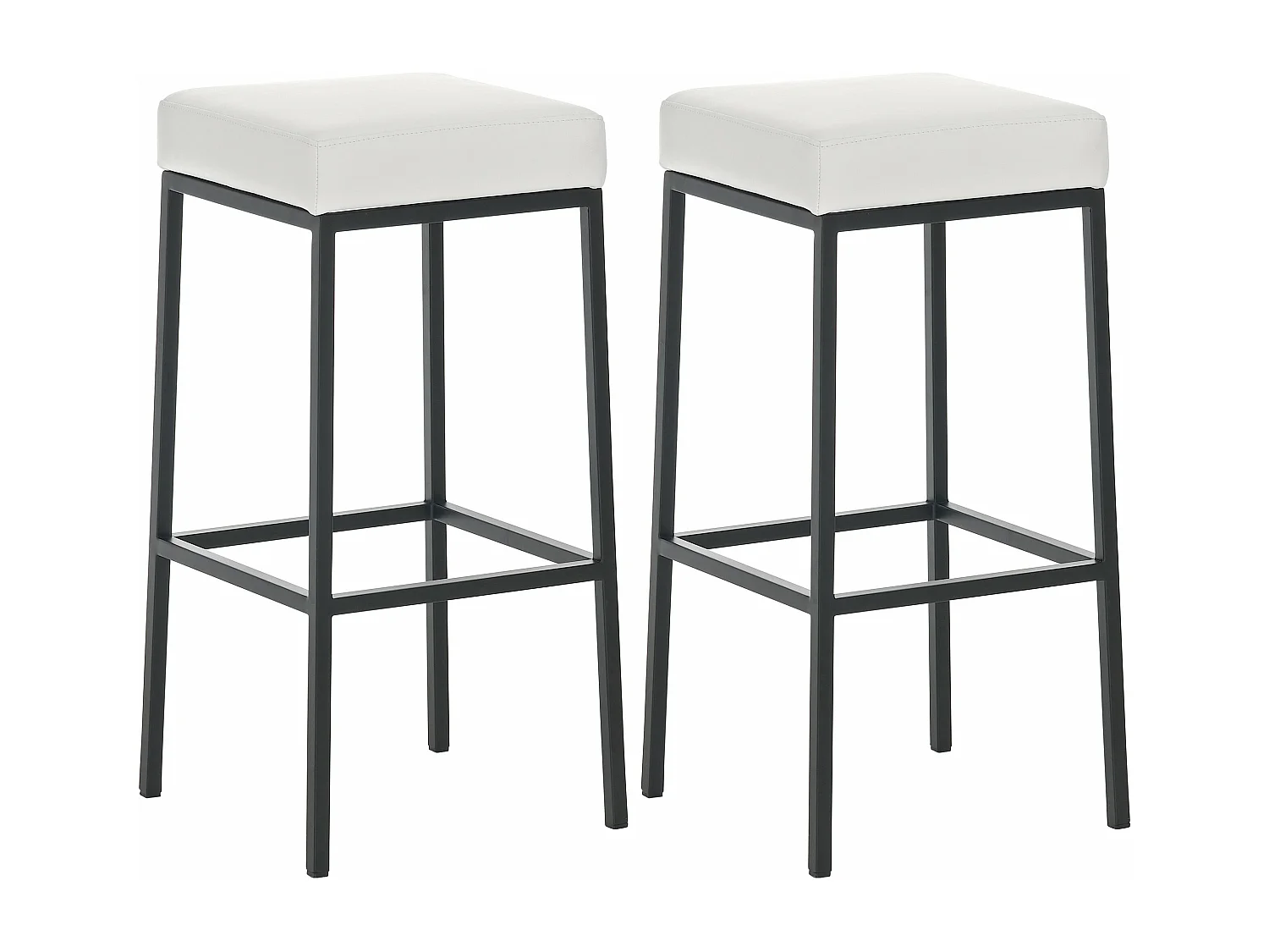 Lot de 2 tabourets métal blanche 37 x 37 x 80 cm 10_0004366