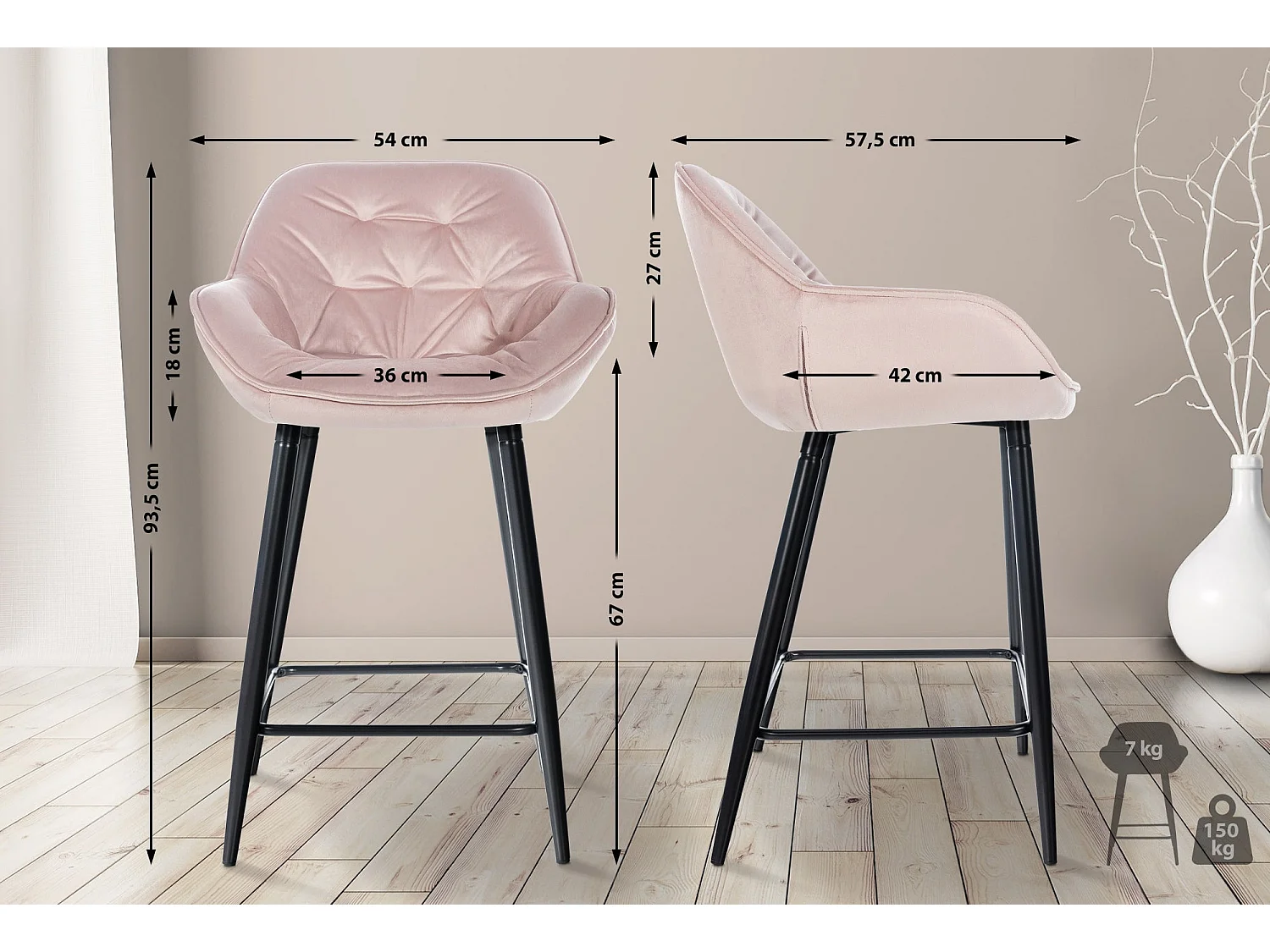 Lot de 2 tabourets métal argentée 54 x 57.5 x 93.5 cm 10_0004164