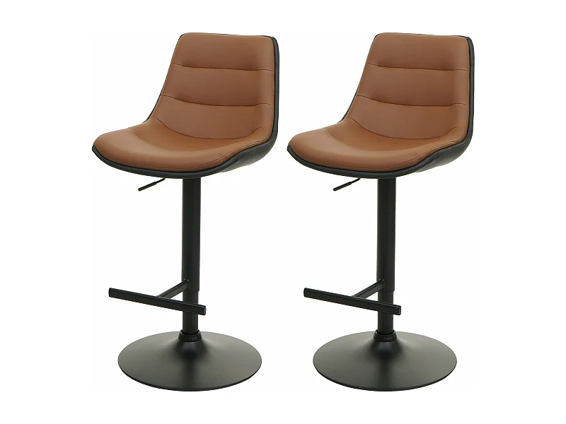 Lot de 2 tabourets PVC marron 55 x 50 x 57 cm 04_0007464