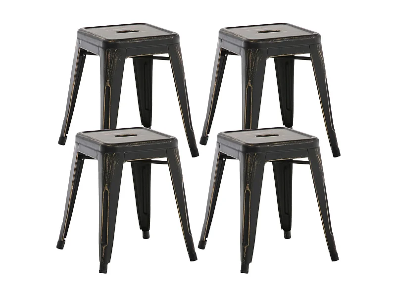 Lot de 4 tabourets métal argentée 40 x 40 x 46 cm 10_0004520
