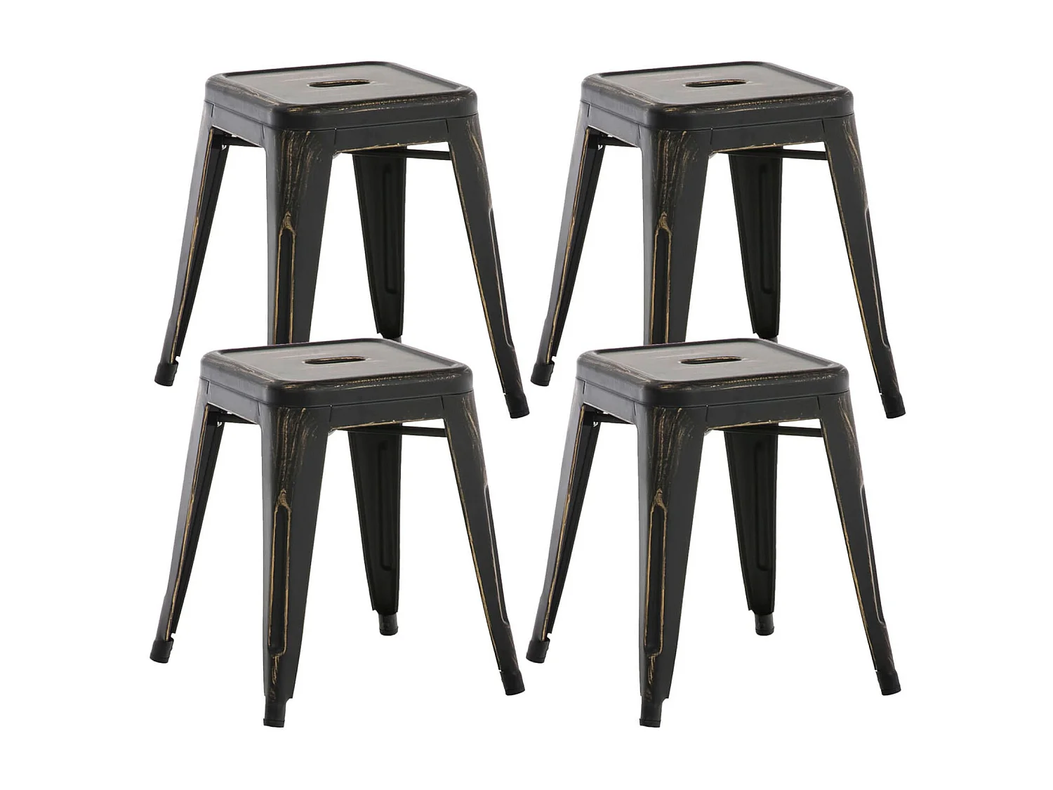Lot de 4 tabourets métal argentée 40 x 40 x 46 cm 10_0004520