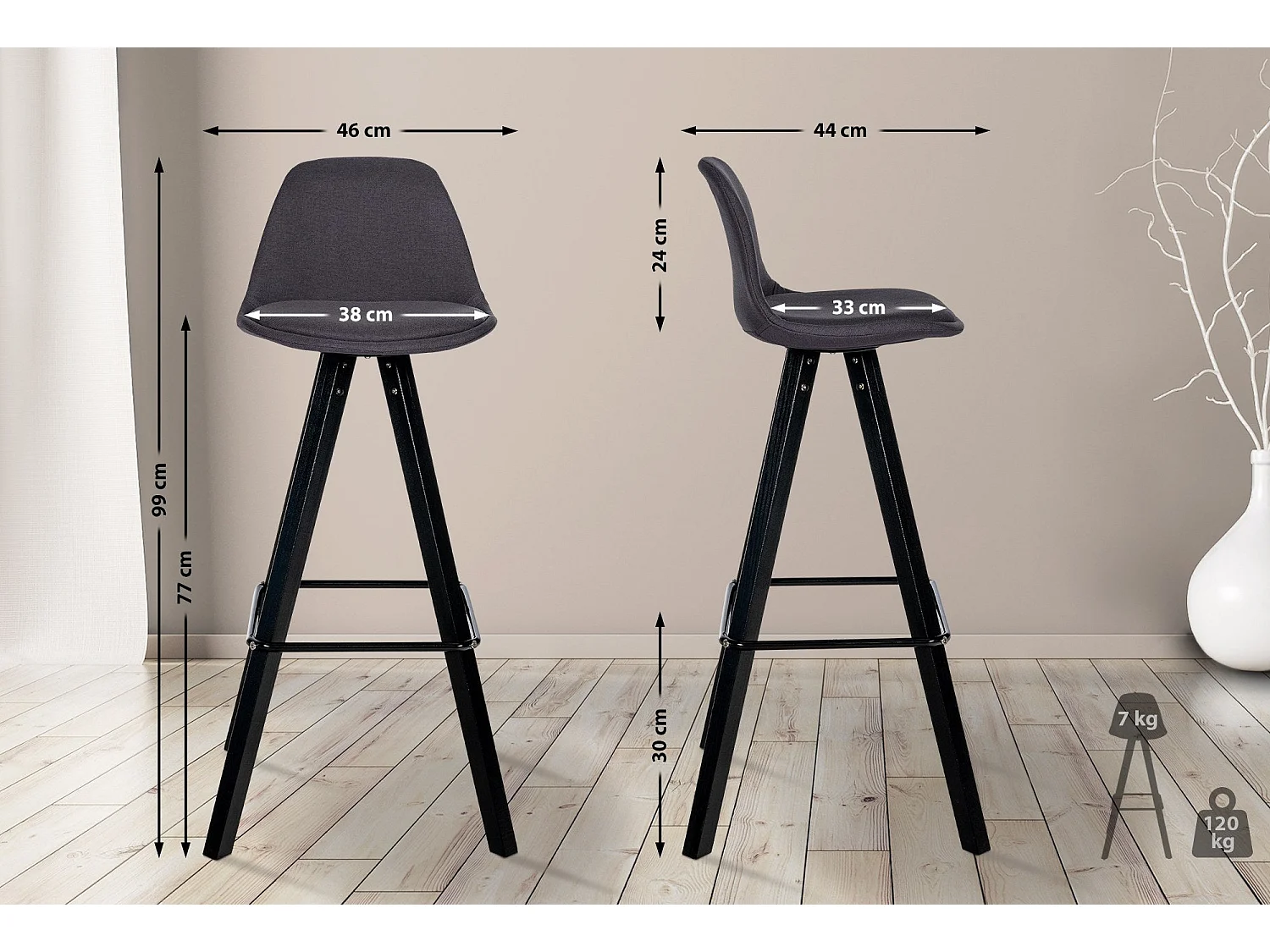 Tabouret de bar chaise bois marron 38 x 44 x 99 cm 10_0004641