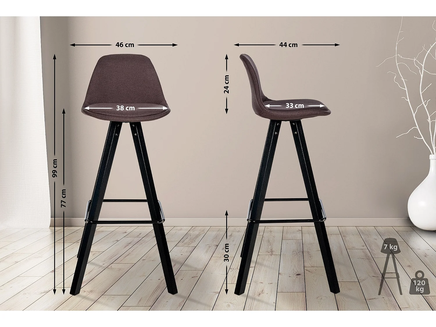 Tabouret de bar chaise bois marron 38 x 44 x 99 cm 10_0004642