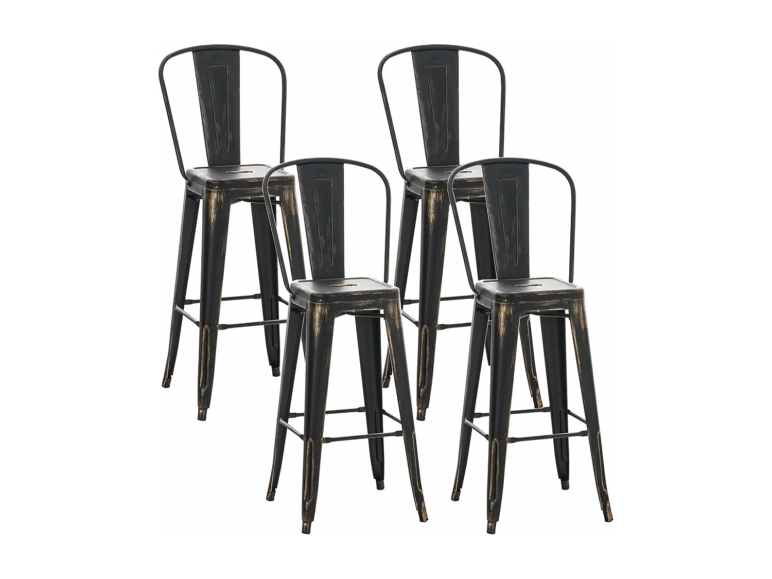 Lot de 4 tabourets métal argentée 44 x 52 x 115 cm 10_0004490