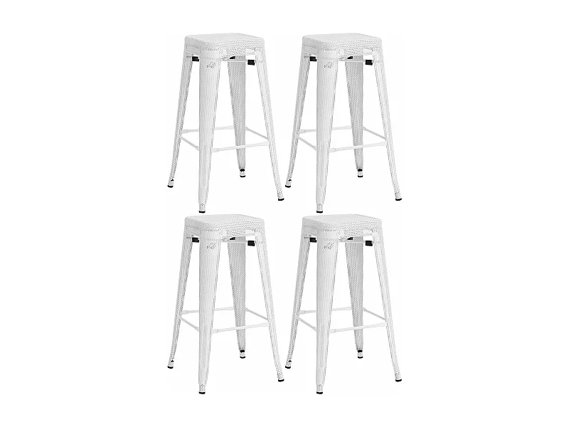 Set de 4 tabourets métal blanche 43 x 43 x 77 cm 10_0004510