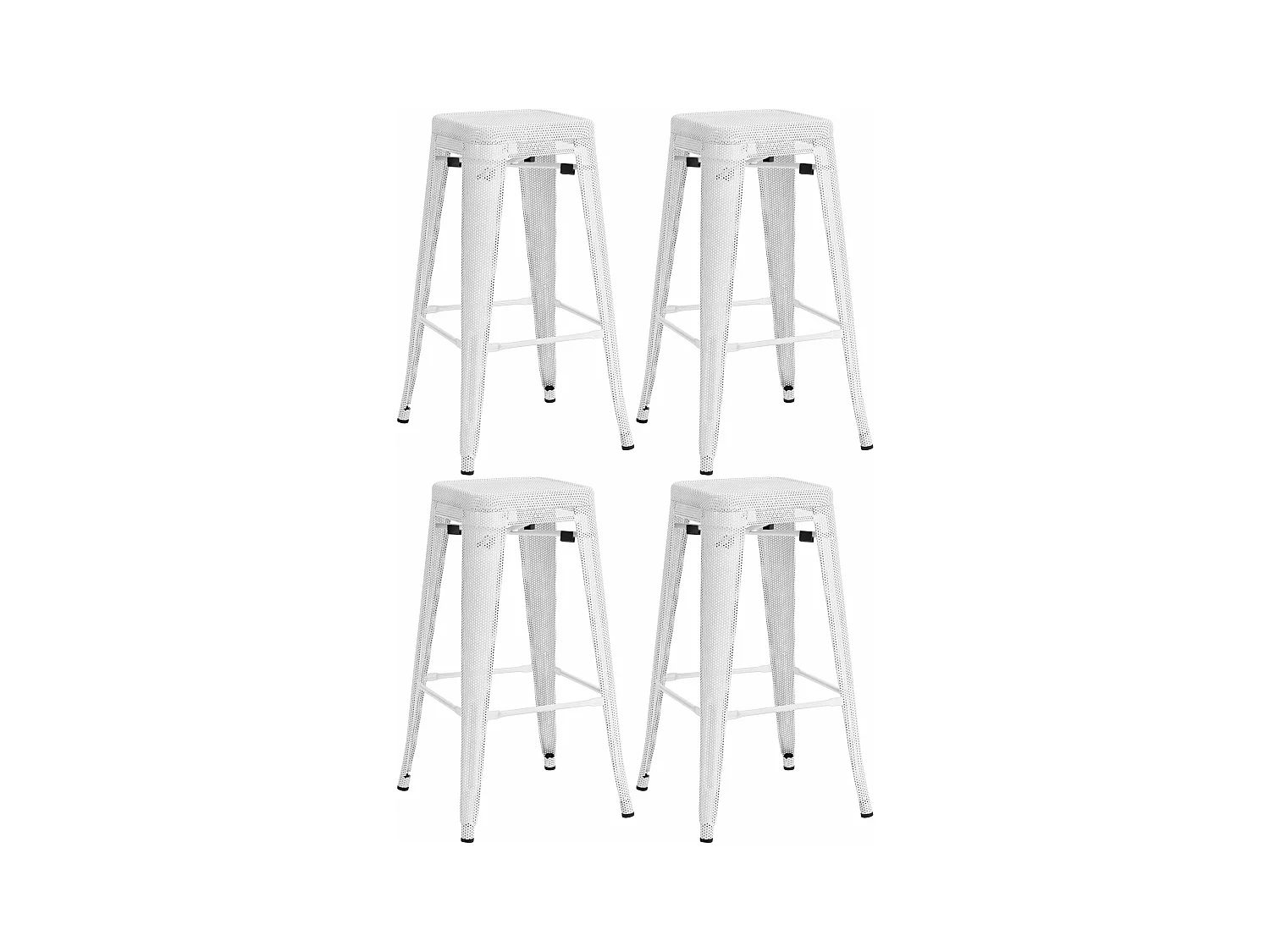 Set de 4 tabourets métal blanche 43 x 43 x 77 cm 10_0004510