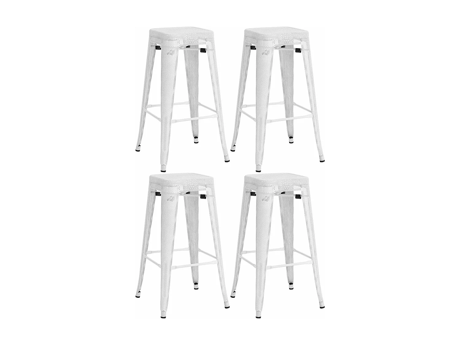 Set de 4 tabourets métal blanche 43 x 43 x 77 cm 10_0004510
