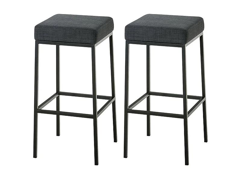 Lot de 2 tabourets métal grise 37 x 37 x 85 cm 10_0004383