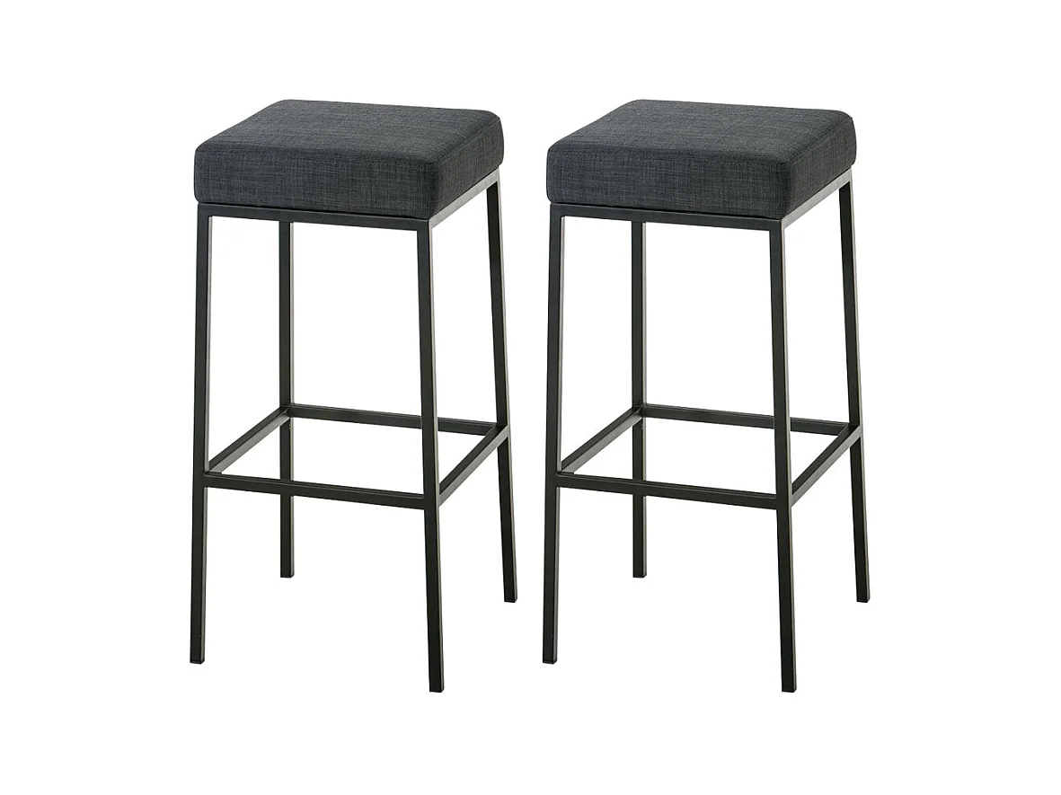 Lot de 2 tabourets métal grise 37 x 37 x 85 cm 10_0004383