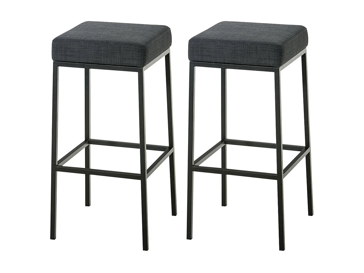 Lot de 2 tabourets métal grise 37 x 37 x 85 cm 10_0004383