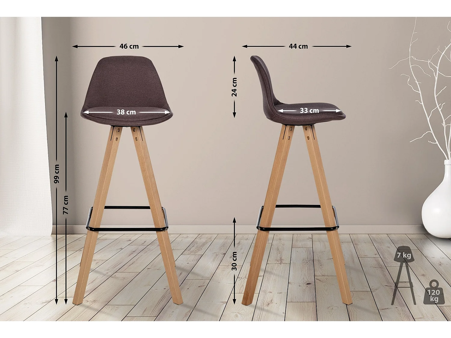 Tabouret de bar chaise bois marron 38 x 44 x 99 cm 10_0004638