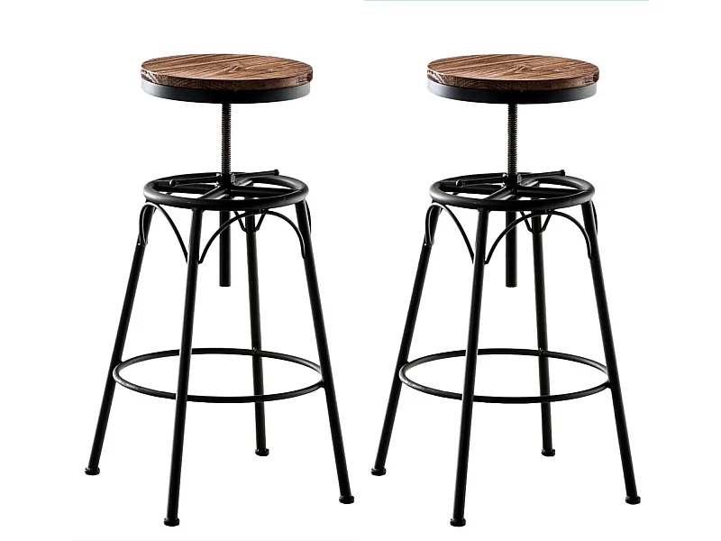 Lot de 2 tabourets métal marron 42 x 42 x 70 cm 10_0004019