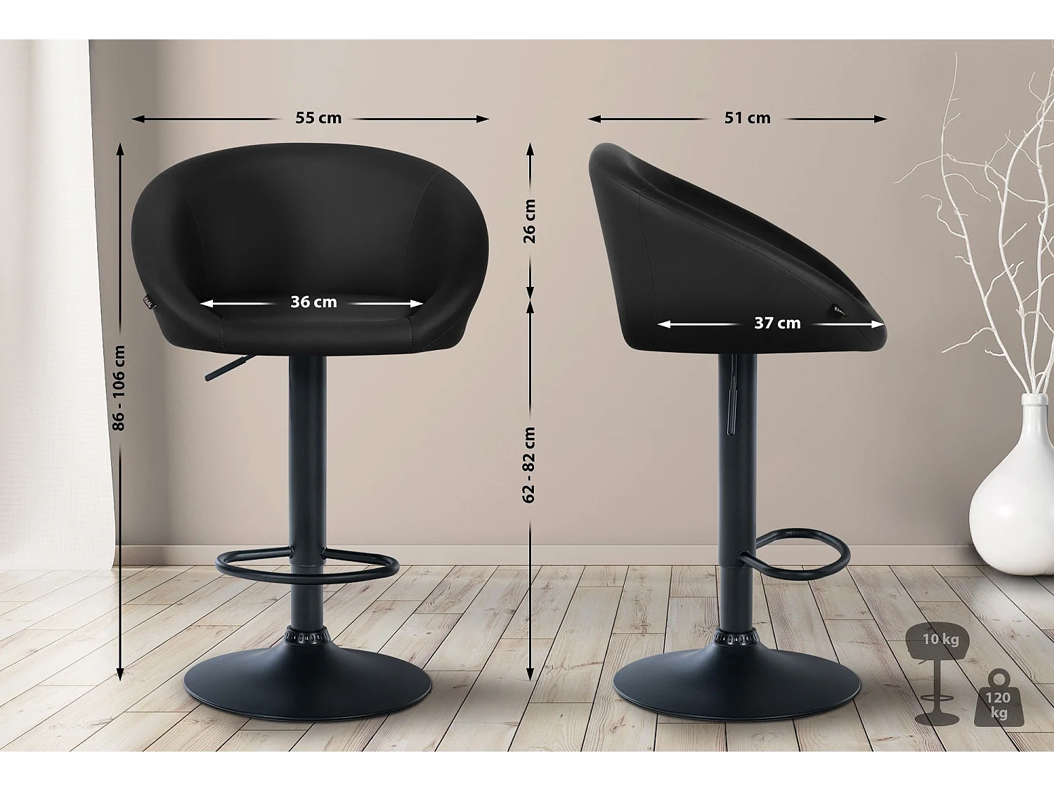 Tabouret de bar assise métal argentée 55 x 51 x 86 cm 10_0004763