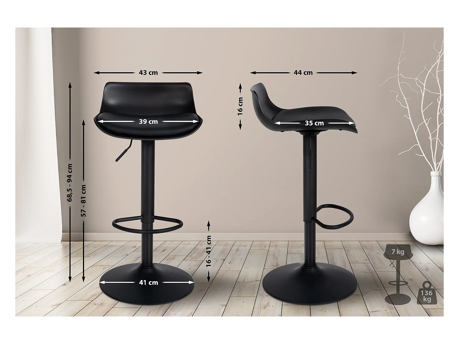 Tabouret de bar x4 métal argentée 43 x 44 x 75 cm 10_0004500